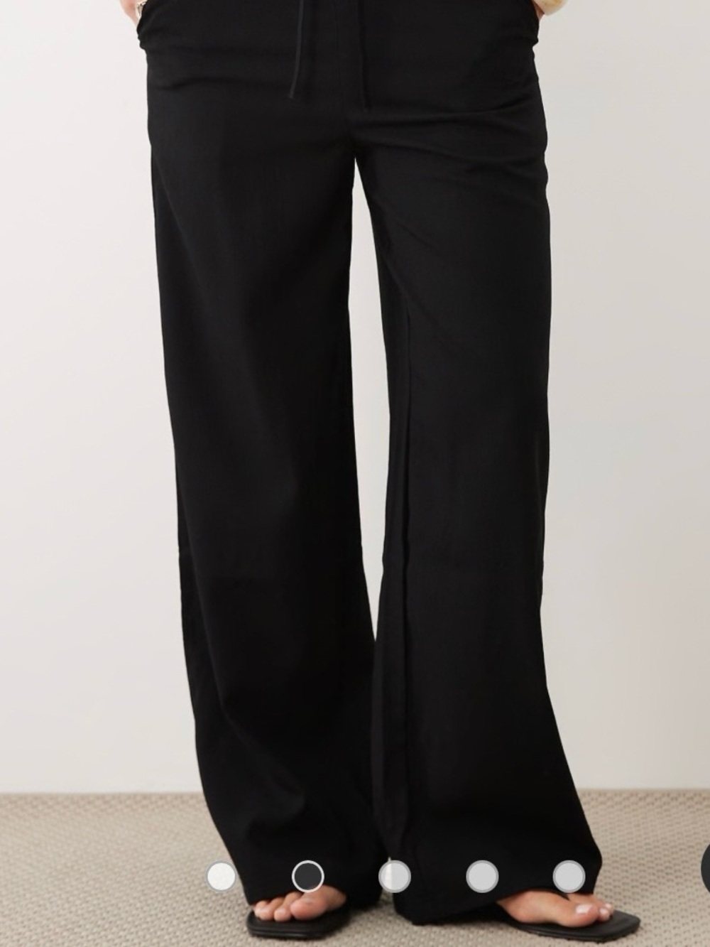 Mango Black Wide-Leg Drawstring Pants - Picture 2 of 9